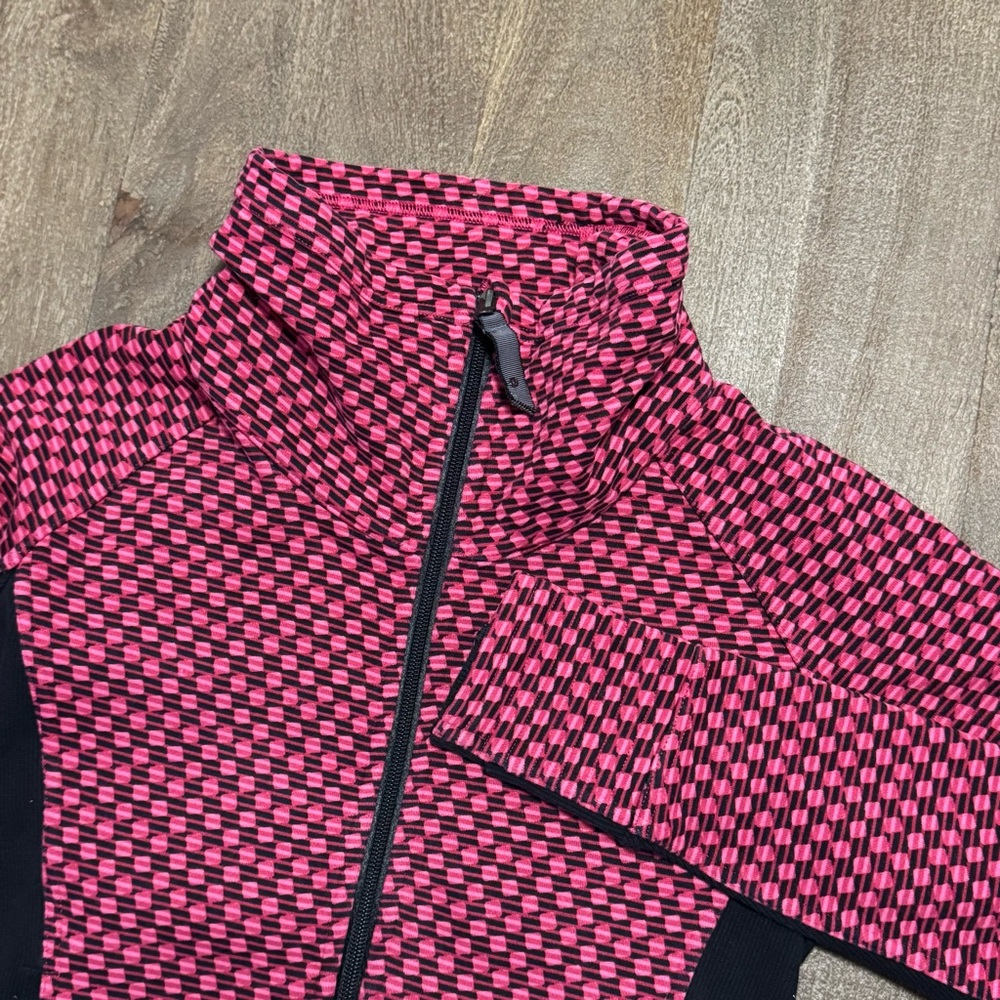 Lululemon Women’s Zip Up Long Sleeve Sweat Shirt Pink Black Size 6